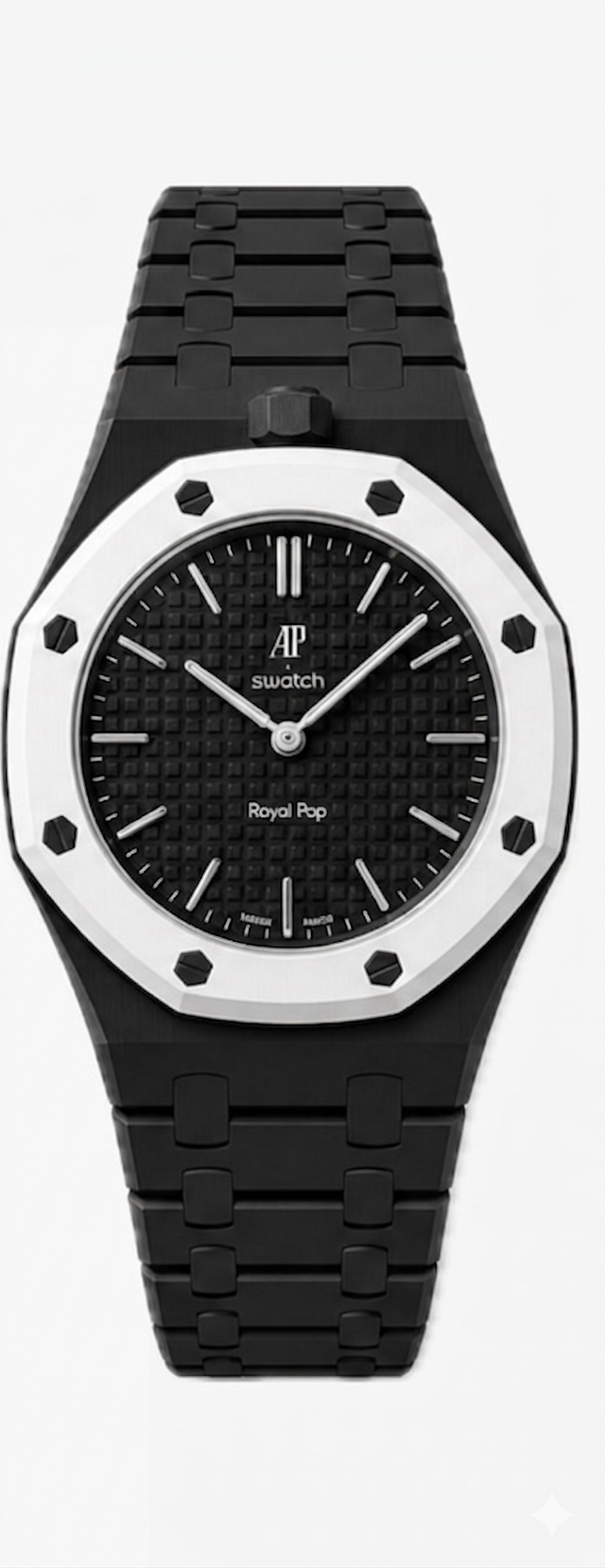 Black Ocho Bracelet for AP x Swatch Royal Pop – close-up detail view on white background